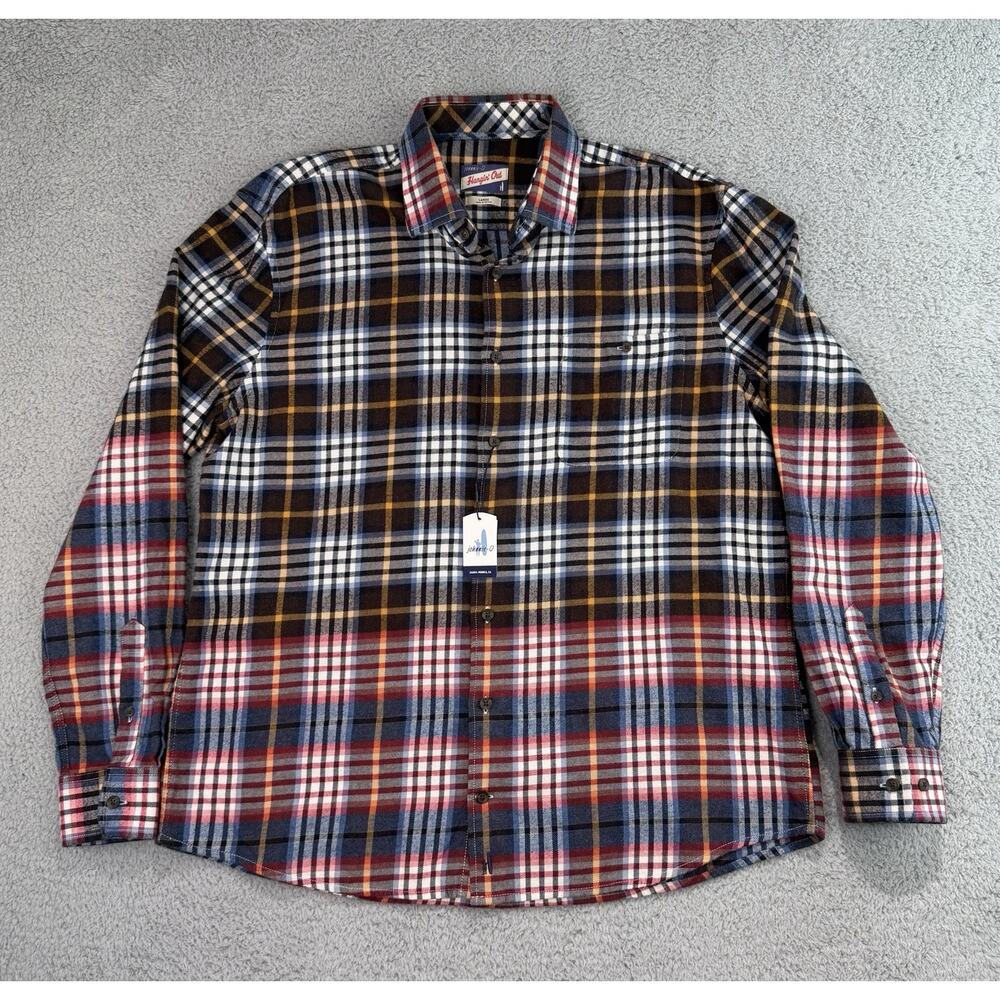 Johnnie O Plaid Flannel Shirt Hangin Out Kemper Laguna Blue Mens Size Large